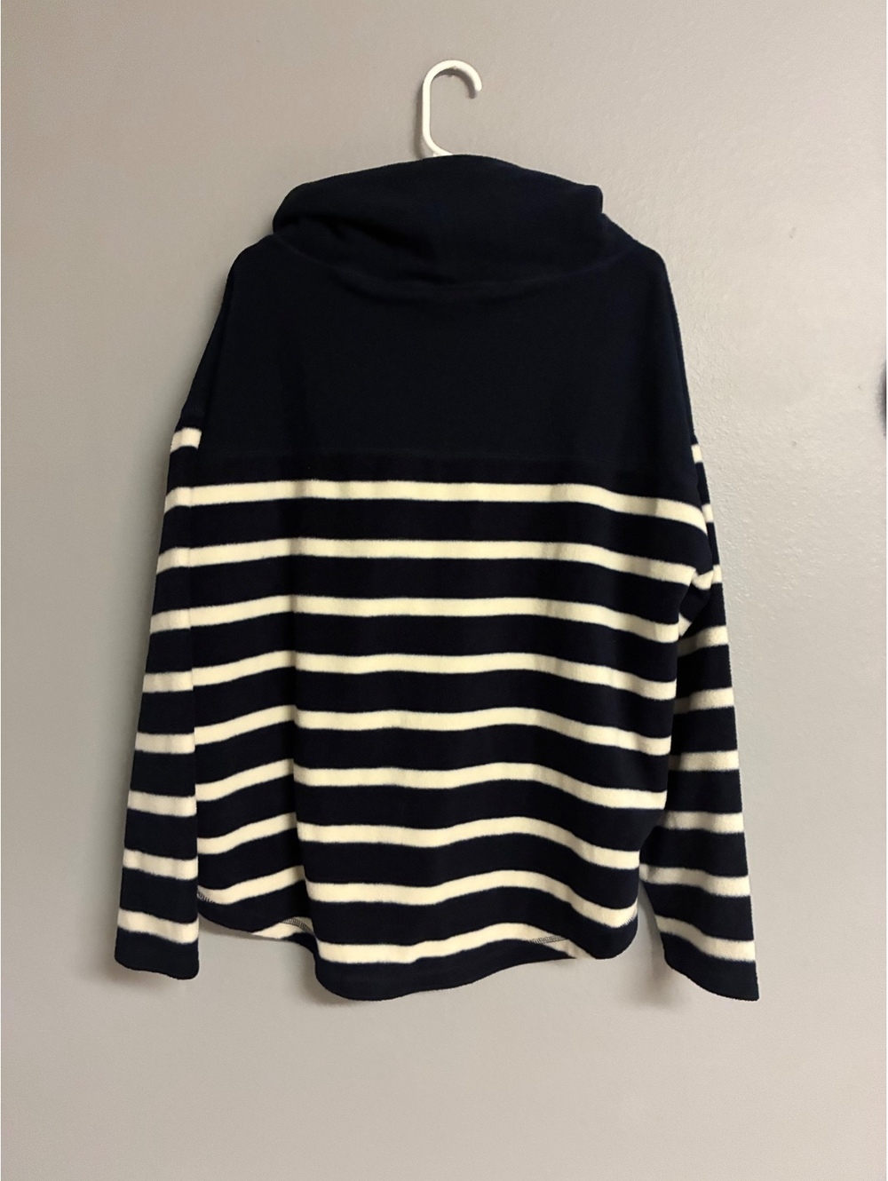 NWT Chaps Navy Blue White Striped Fleece Pullover Cowl Neck Sweatshirt XXL